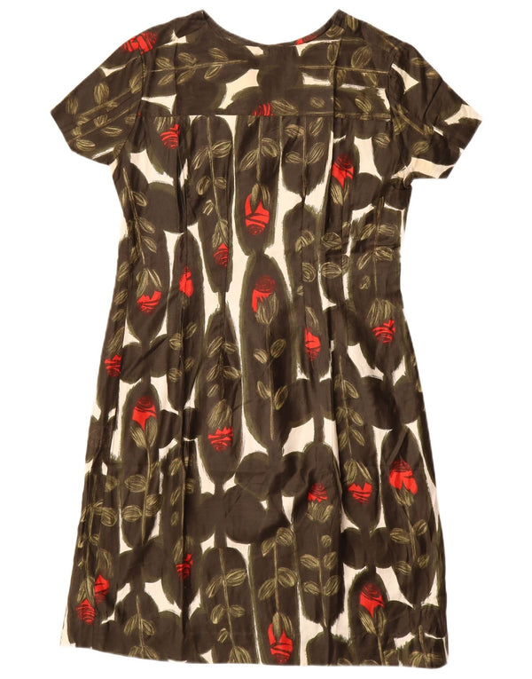 Vestido bainha feminino VINTAGE UK 12 marrom médio floral