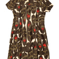 Vestido bainha feminino VINTAGE UK 12 marrom médio floral