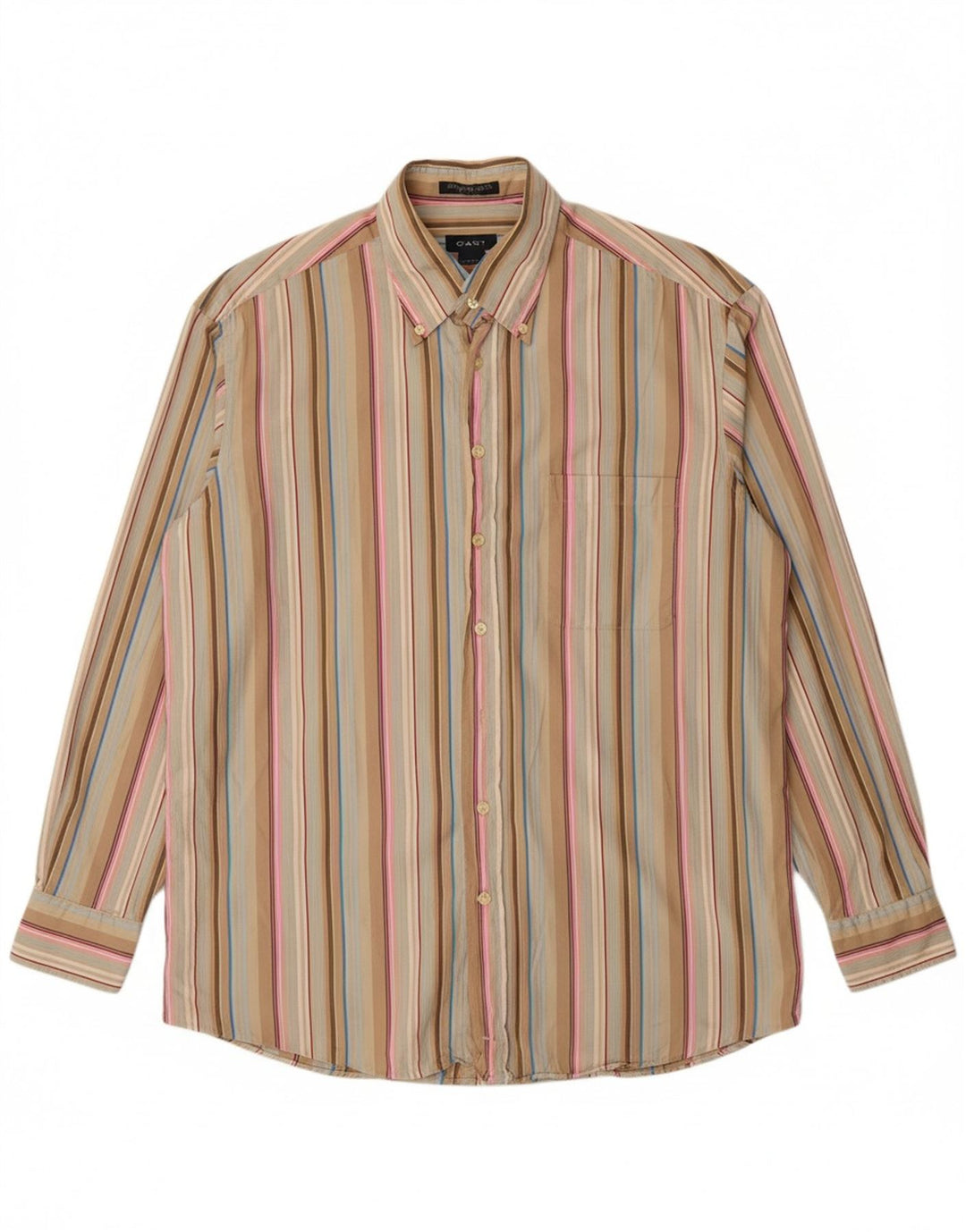 Camisa masculina GANT regular fit grande algodão listrado bege
