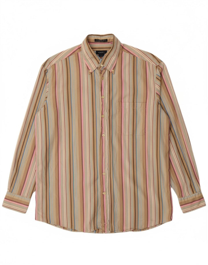Camisa masculina GANT regular fit grande algodão listrado bege