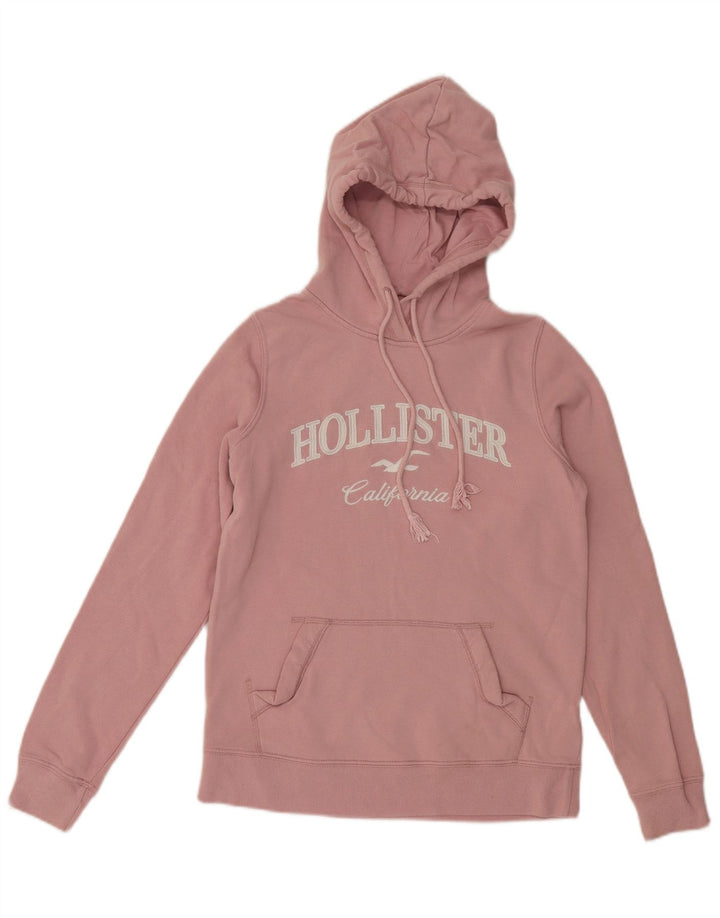 HOLLISTER feminino gráfico moletom com capuz UK 6 XS algodão rosa