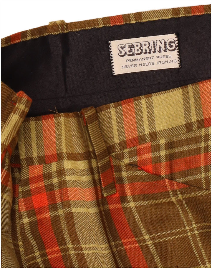 Calça feminina VINTAGE reta casual W32 L34 cáqui xadrez