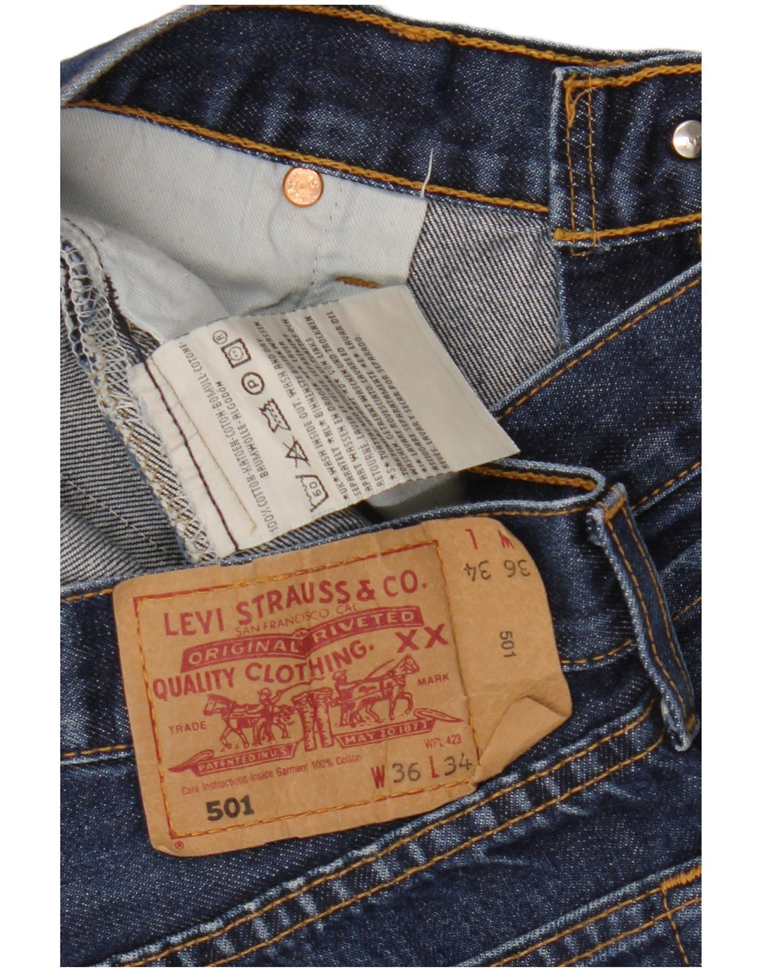 Levi's Masculino 501 Capri Jeans W36 L22 Azul Algodão