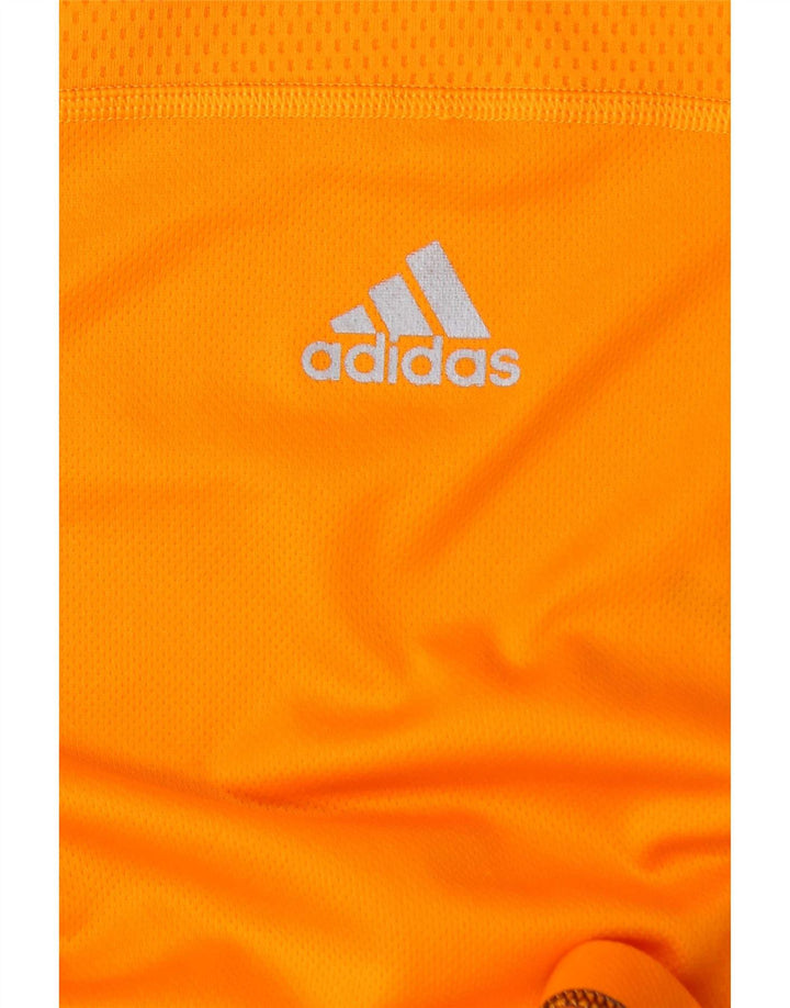 Adidas Mens Camiseta Top Médio Laranja Colorblock