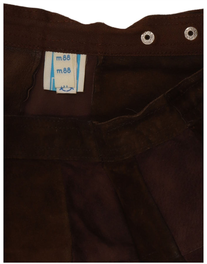 Minissaia feminina VINTAGE de camurça W26 pequena couro marrom