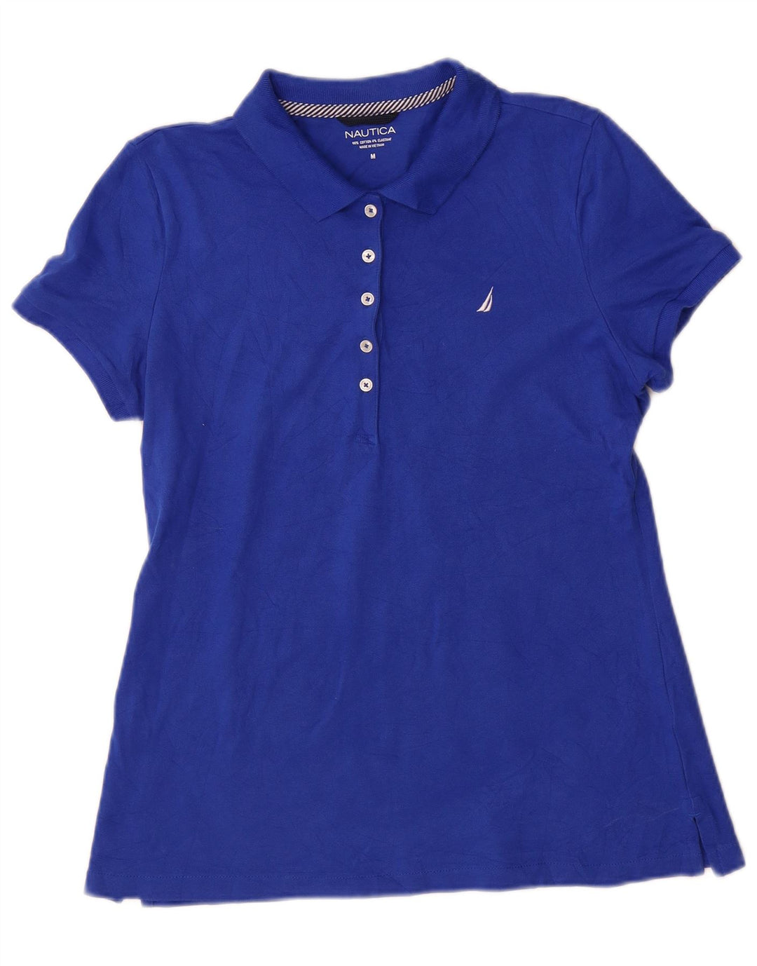 Camisa polo feminina Nautica UK 14 algodão azul médio