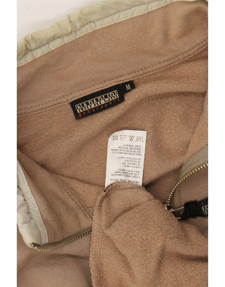 Moletom masculino NAPAPIJRI com gola e zíper, moletom médio bege de algodão