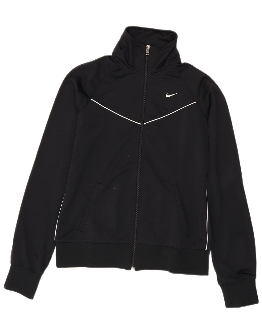 NIKE Womens Tracksuit Top Jacket UK 12 Médio Preto