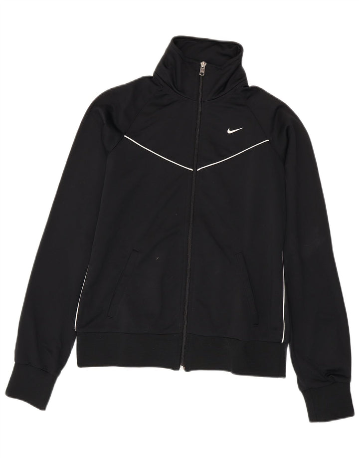 NIKE Womens Tracksuit Top Jacket UK 12 Médio Preto