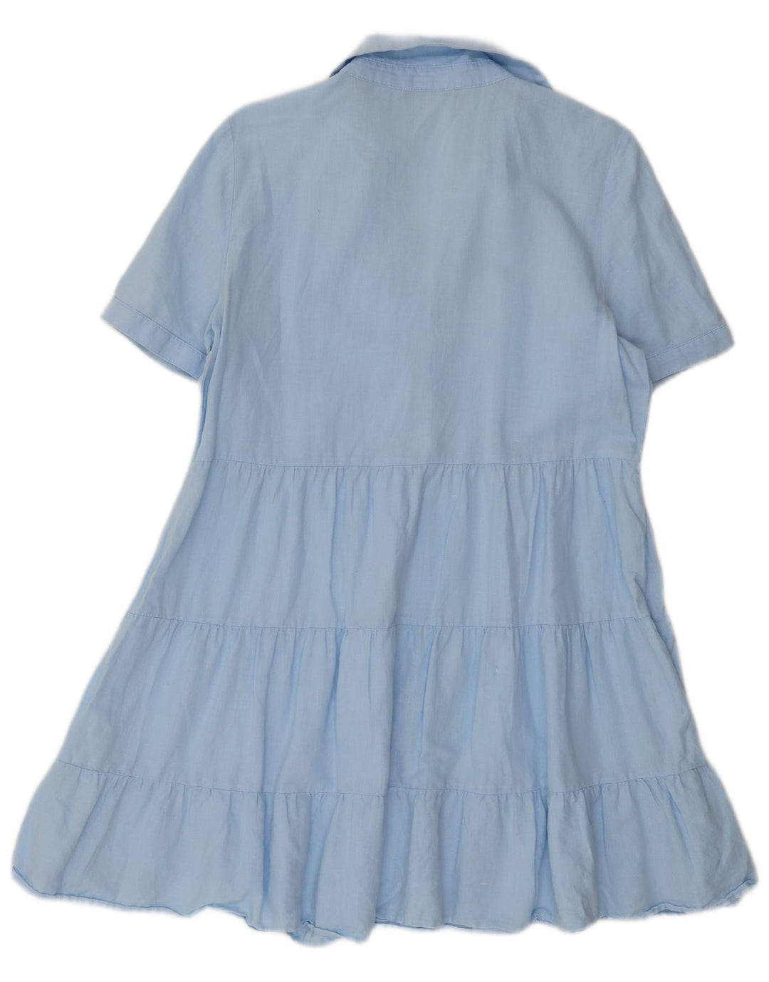 Vestido feminino Zara em camadas UK 14 linho azul médio