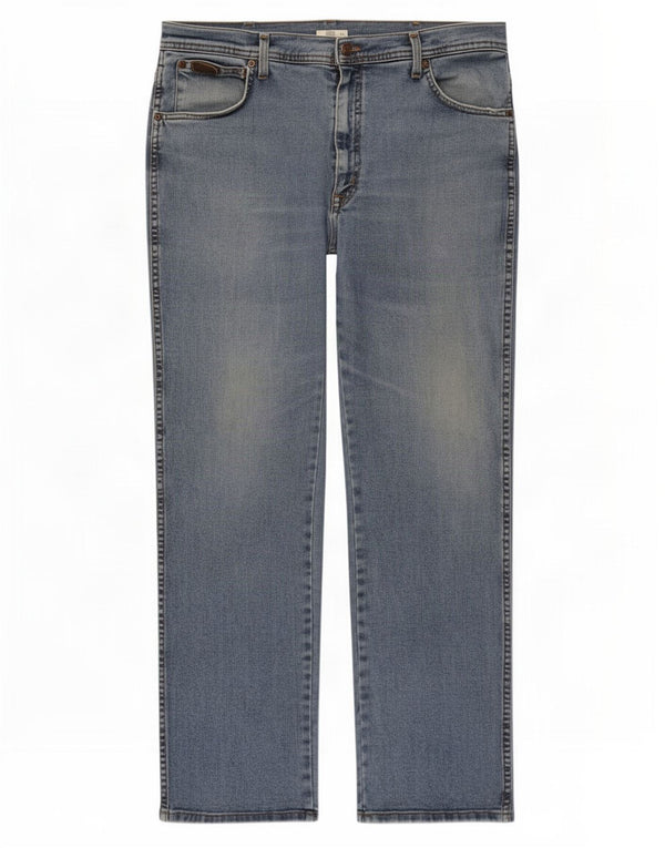 Wrangler Masculino Texas Stretch Straight Jeans W38 L32 Azul Algodão