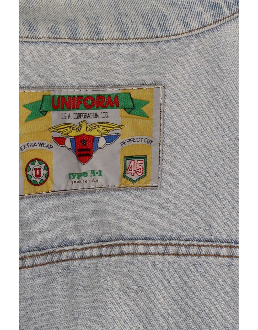 Jaqueta jeans masculina uniforme UK 38 azul médio