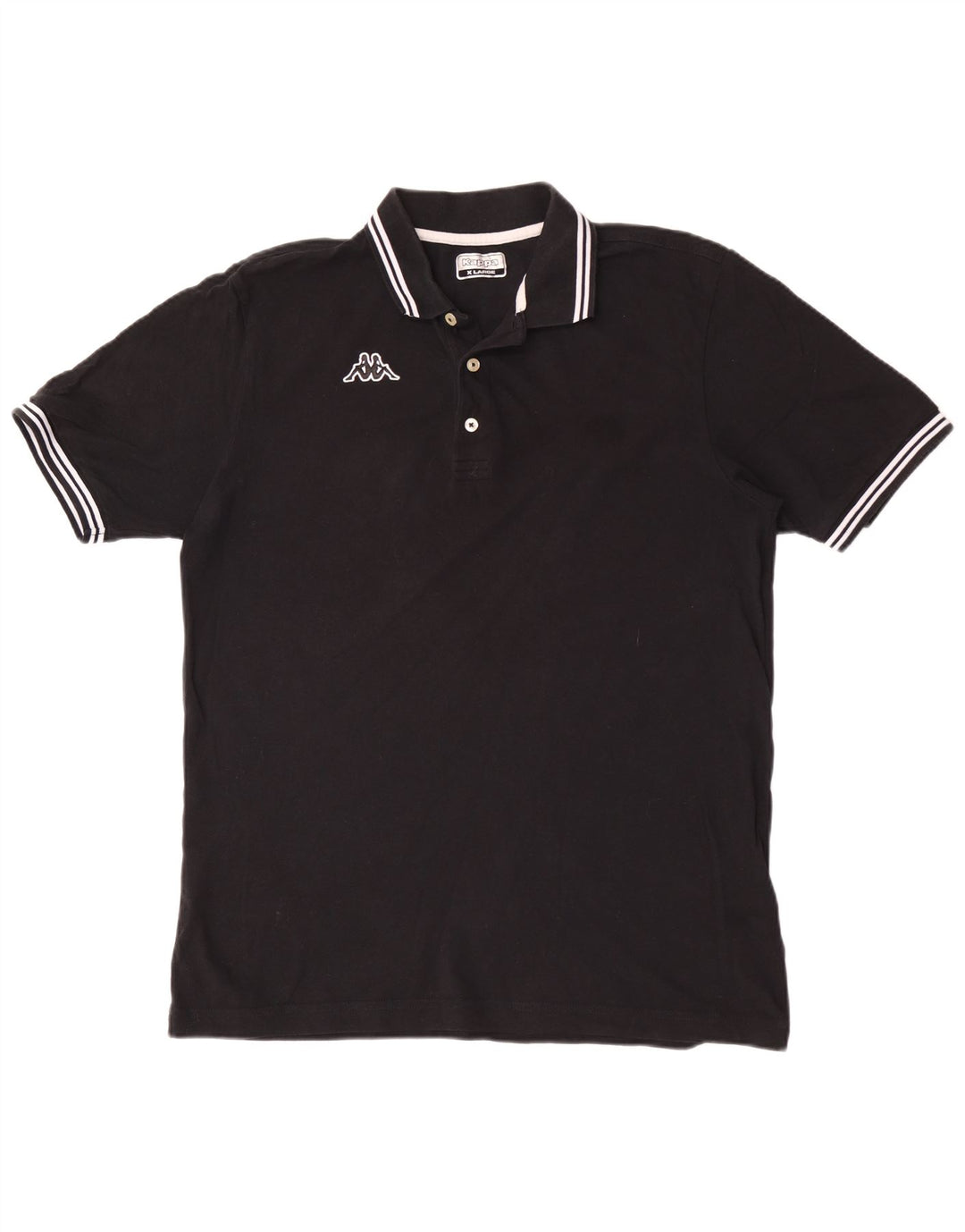 Camisa polo masculina Kappa XL algodão listrado preto