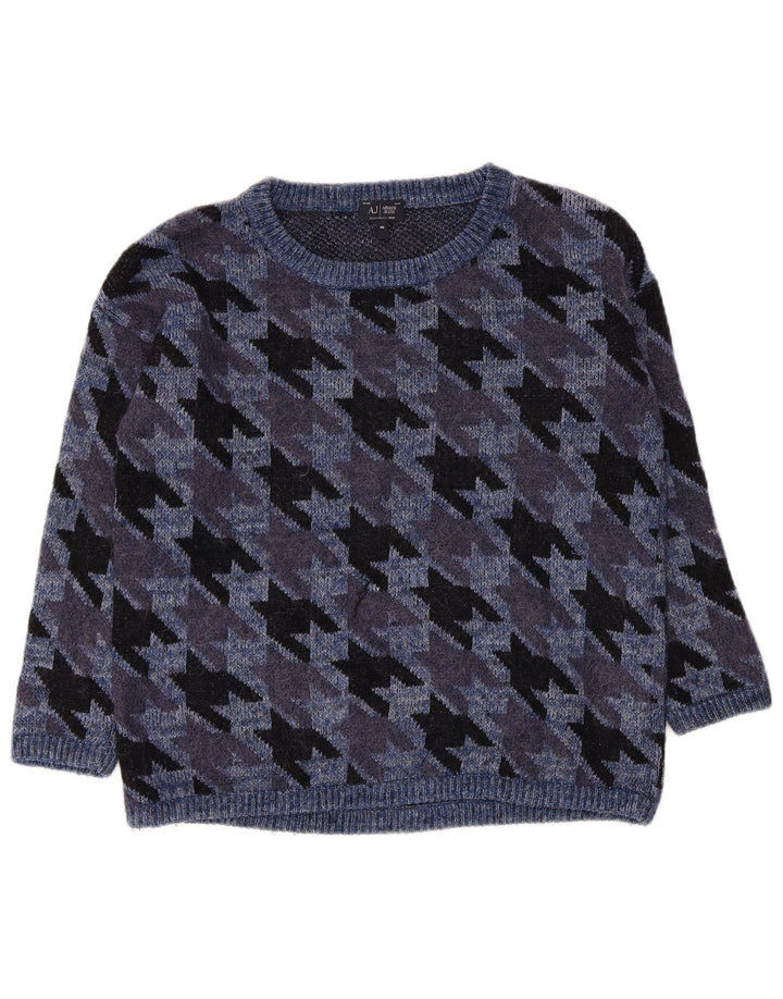 Suéter feminino Armani Jeans com gola canoa UE 40 médio azul marinho