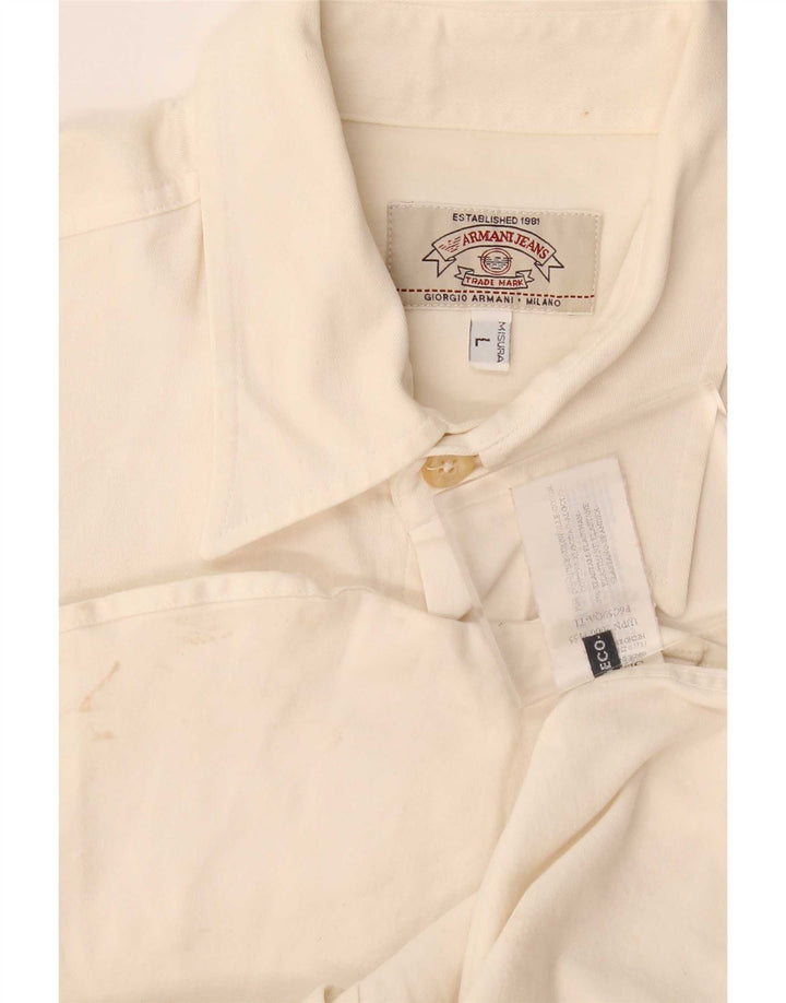 Armani Jeans Camisa masculina grande de algodão branco