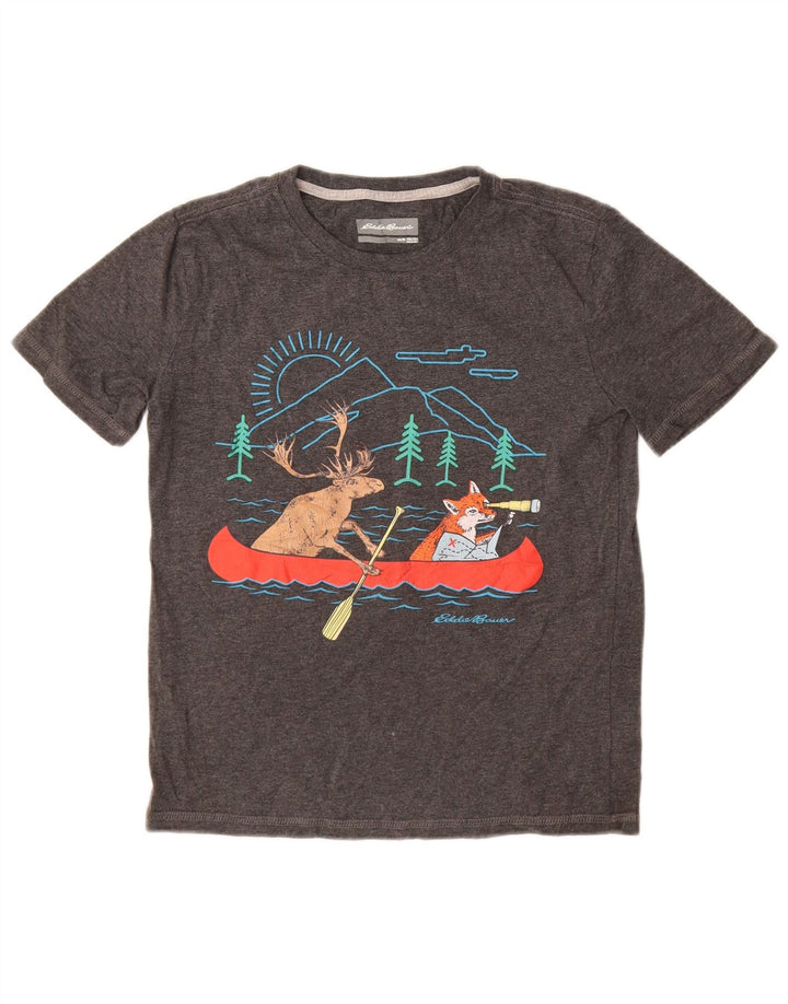 Camiseta gráfica Eddie Bauer Boys Top 10-11 anos cinza médio algodão natureza