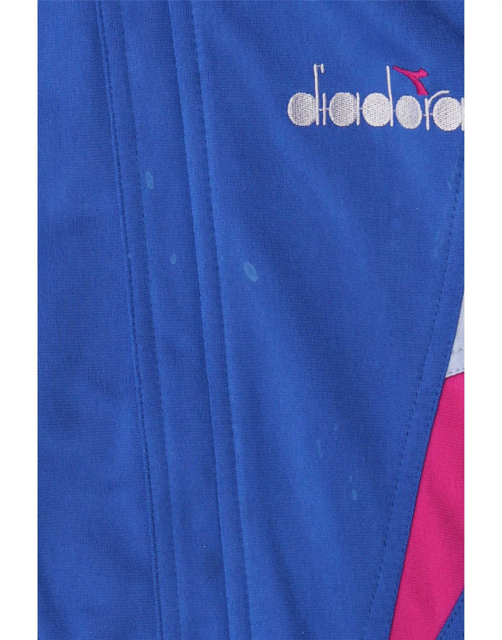 Diadora Mens Graphic Tracksuit Top Jacket UK 40 Medium Blue Colourblock