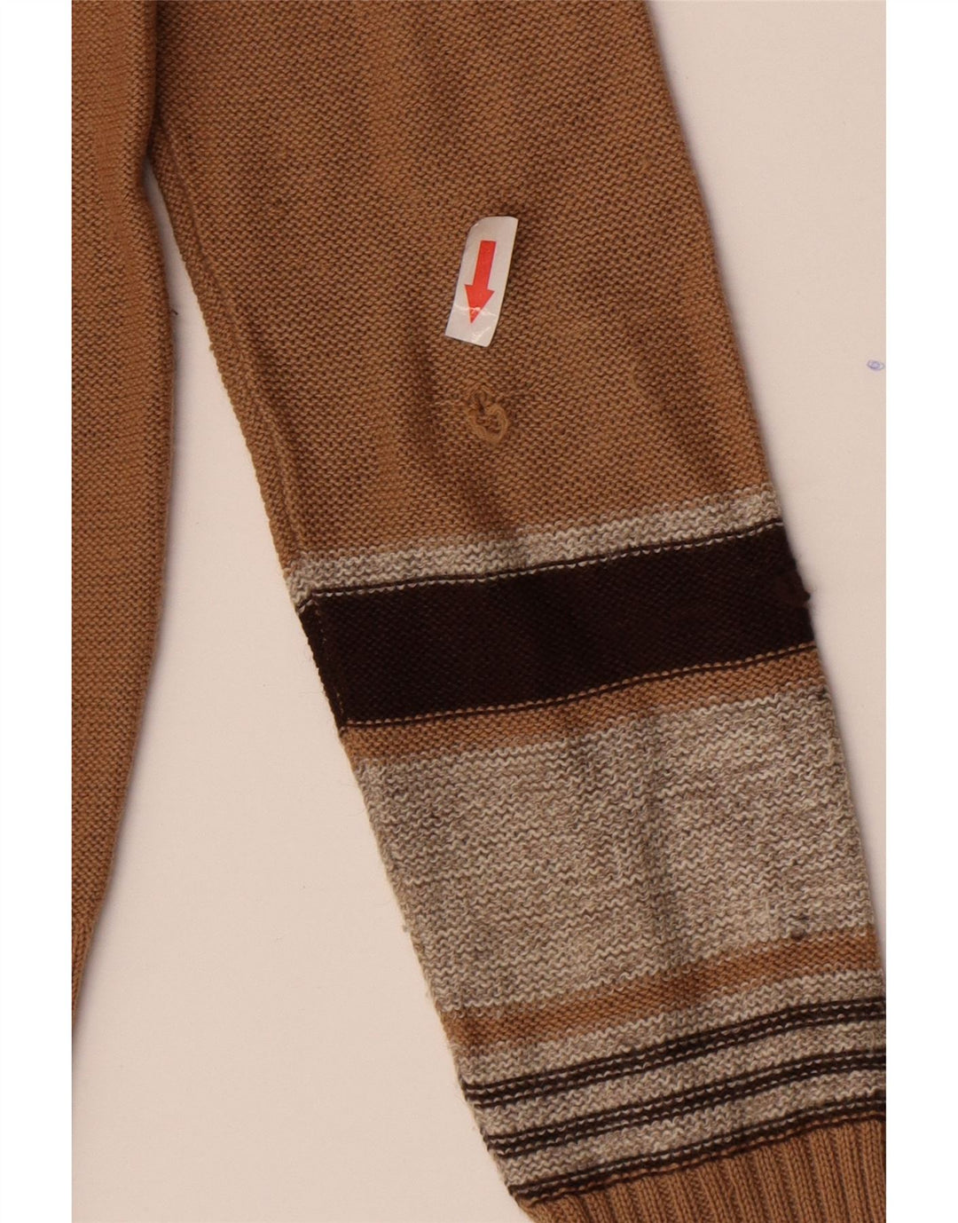 Suéter feminino vintage com decote em V IT 44 listrado marrom médio