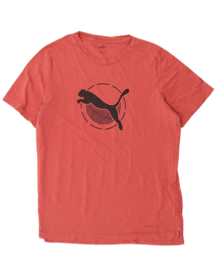 Puma Mens Graphic T-Shirt Top Médio Algodão Vermelho