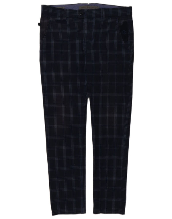 Calça masculina Jeckerson Autograph Slim Suit W32 L29 azul marinho xadrez algodão