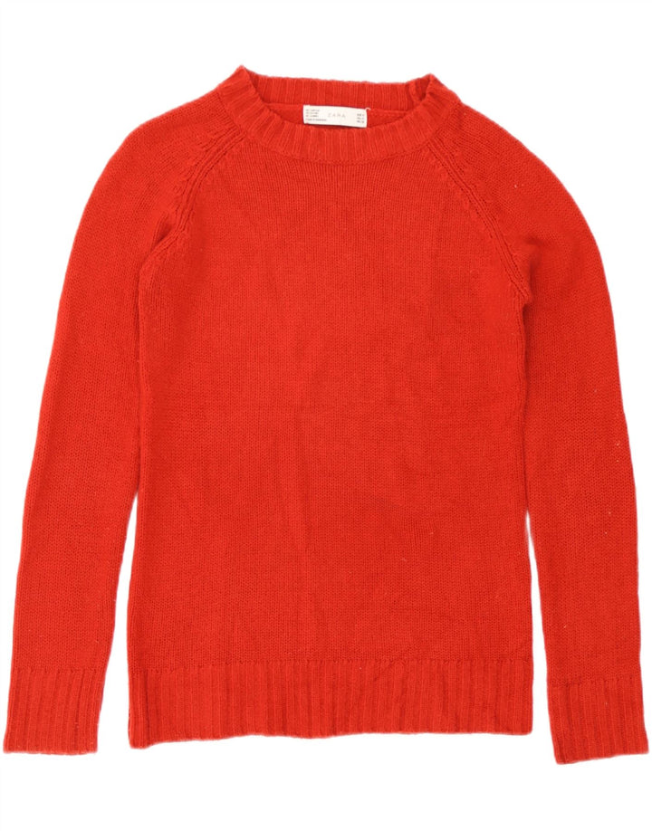 Zara Suéter feminino com gola canoa e gola redonda UK 12 vermelho médio