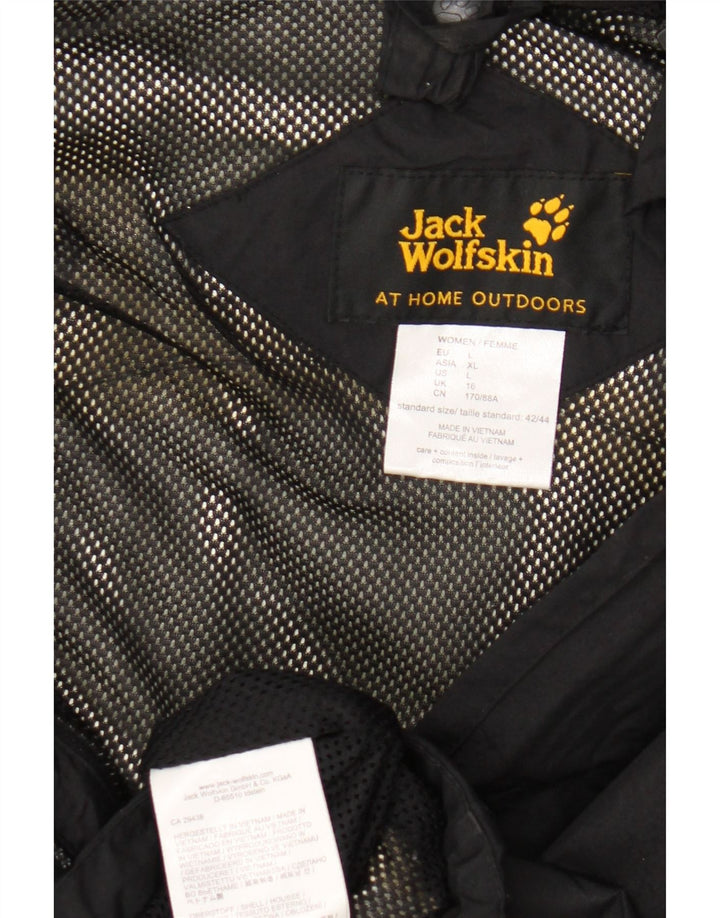 Jaqueta de chuva feminina com capuz Jack Wolfskin Reino Unido 16 grande poliamida preta