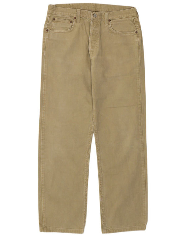 Calça Rifle Mens Reta Casual W31 L29 Algodão Bege