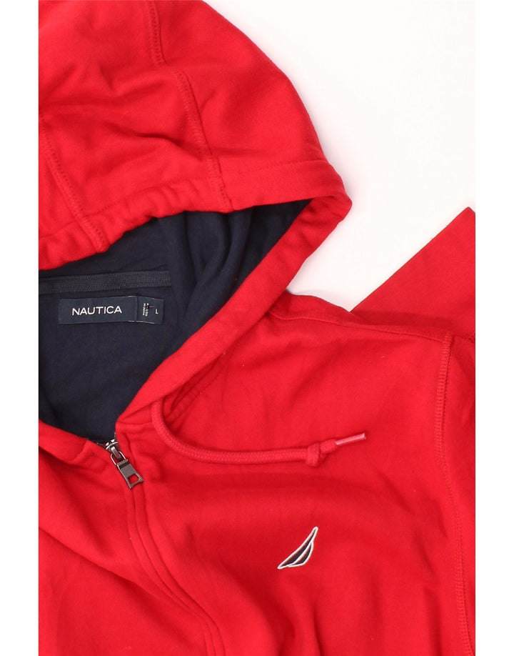 NAUTICA Mens Zip Hoodie Sweater Large Red Cotton Vintage Nautica and Second-Hand Nautica from Messina Hembry 