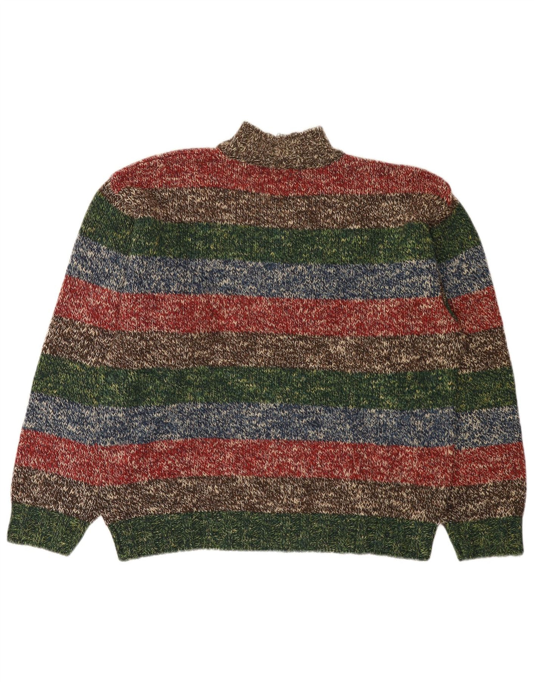 Suéter masculino vintage com zíper e pescoço IT 52 listrado grande multicolorido