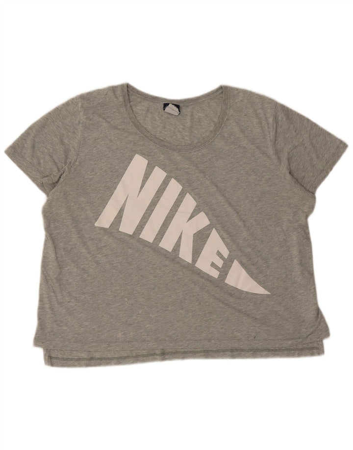 Camiseta Nike Feminina Oversized Graphic Top UK 16 Grande Cinza Flecked