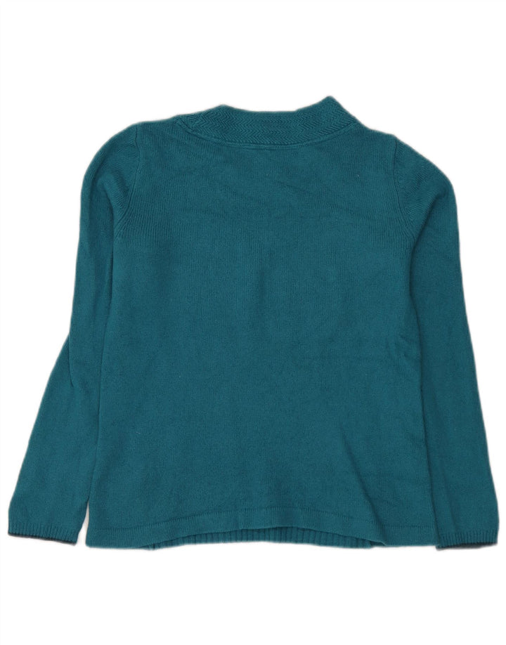 Suéter feminino White Stuff com gola redonda Reino Unido 12 viscose azul médio