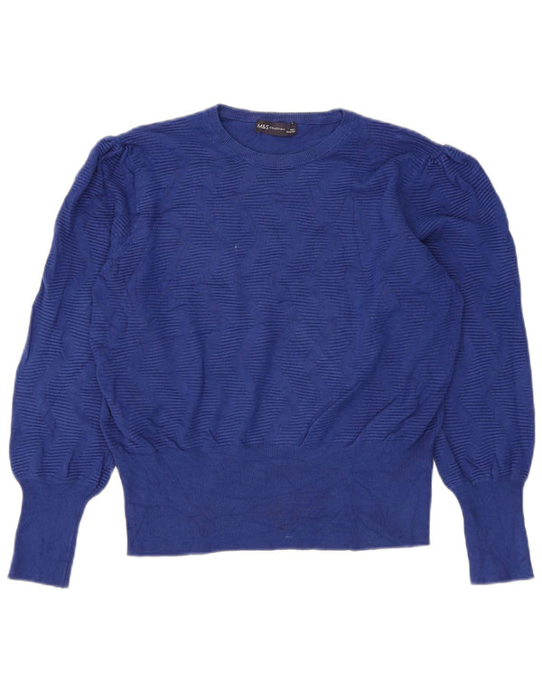 Suéter feminino Marks & Spencer com gola redonda e gola redonda Reino Unido 16 grande azul marinho