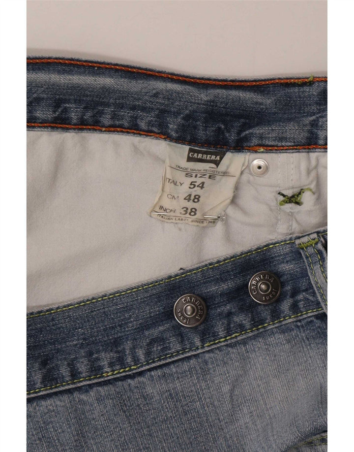 Jeans retos femininos Carrera W38 L29 algodão azul