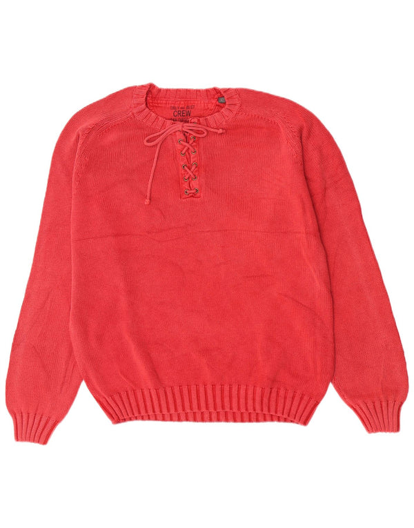 Suéter masculino com gola redonda e algodão vermelho grande