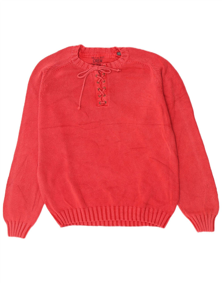 Suéter masculino com gola redonda e algodão vermelho grande