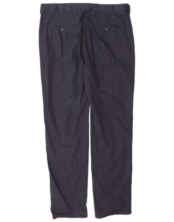 Calça chino reta masculina Marks & Spencer W34 L33 algodão azul marinho