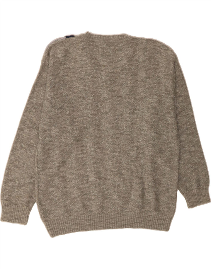 REPORTAGE Mens V-Neck Jumper Sweater IT 52 Large Grey Geometric Cotton Vintage Reportage and Second-Hand Reportage from Messina Hembry 