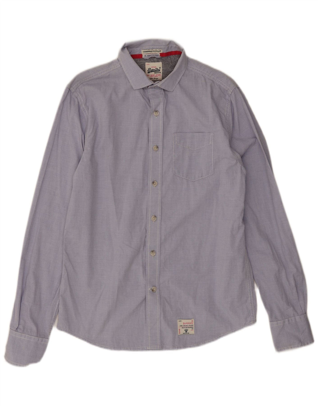 Camisa masculina Superdry de algodão listrado azul grande