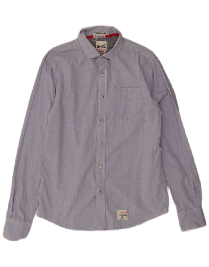 Camisa masculina Superdry de algodão listrado azul grande