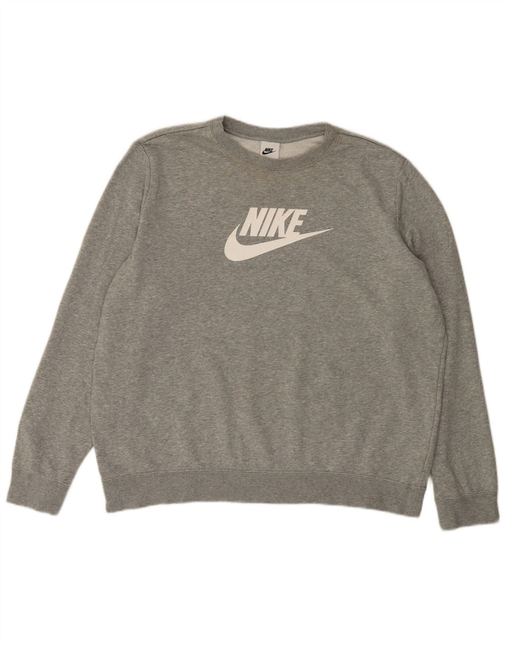 Nike feminino gráfico oversized moletom jumper UK 18 XL cinza manchado