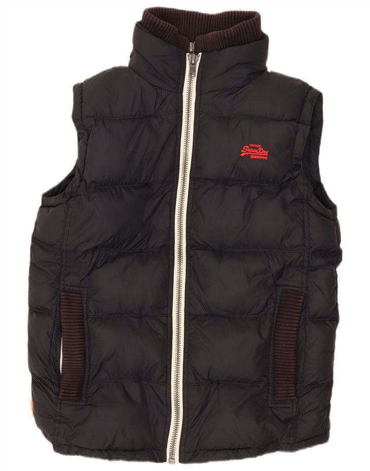 Colete acolchoado superdimensionado masculino Superdry UK 10 pequeno nylon preto