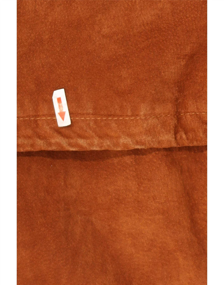 Sobretudo de camurça masculino vintage IT 48 couro marrom médio