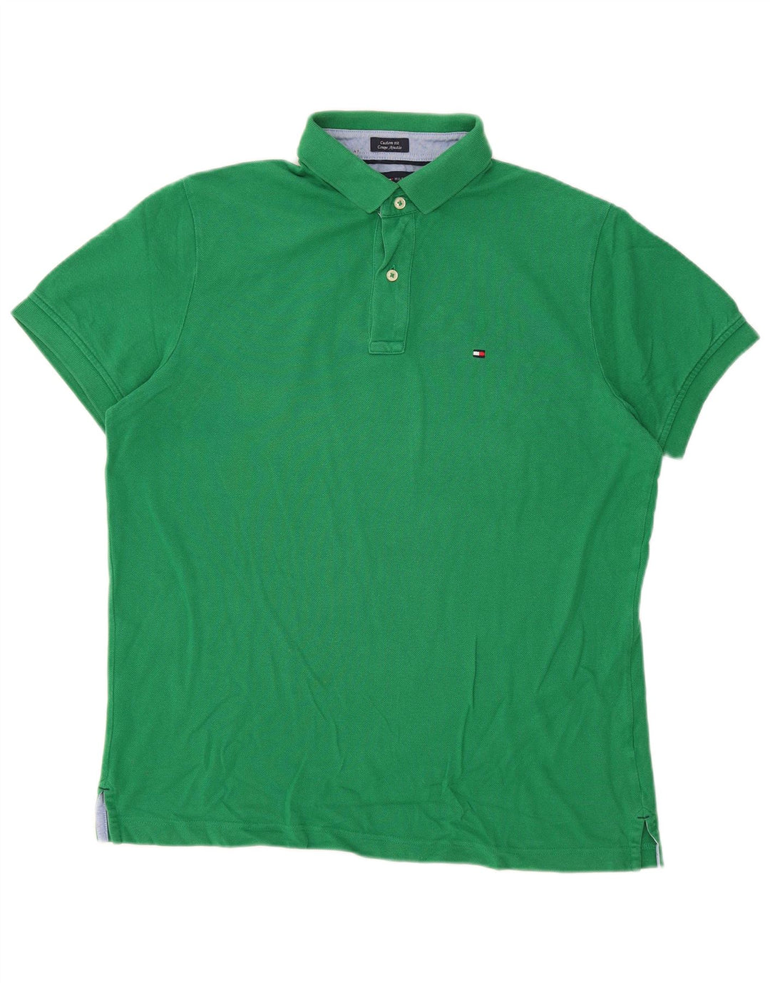 Camisa polo masculina TOMMY HILFIGER Custom Fit verde médio