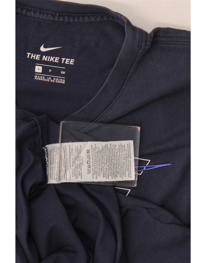 Camiseta Nike masculina gráfica top pequeno algodão azul marinho