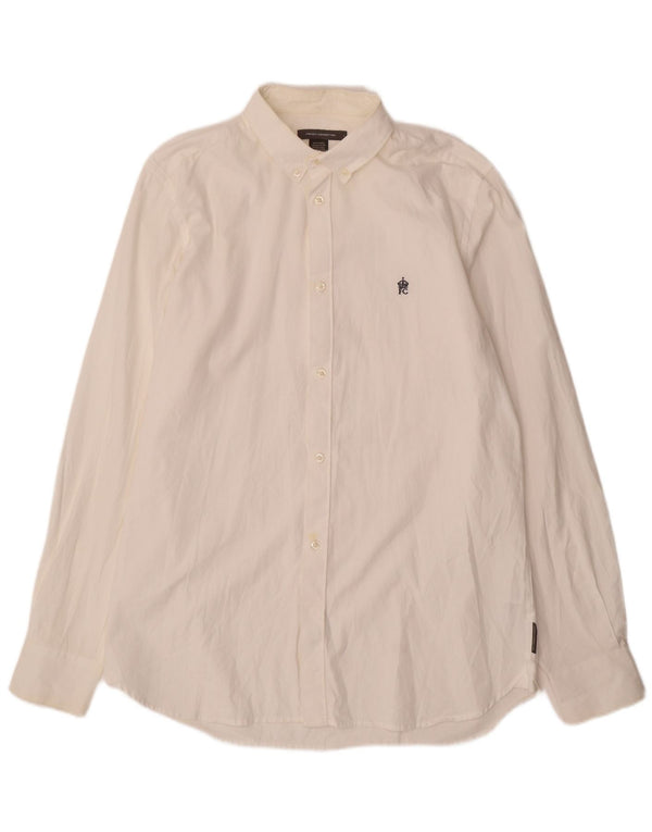 Camisa masculina French Connection grande algodão branco