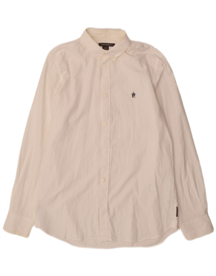 Camisa masculina French Connection grande algodão branco