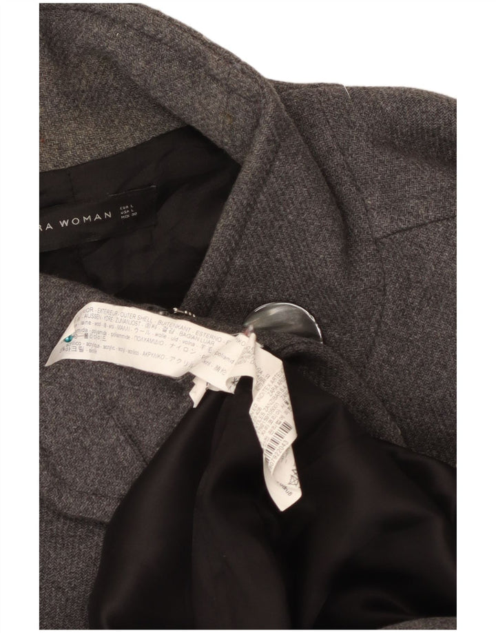 Sobretudo feminino Zara UK 16 grande lã cinza