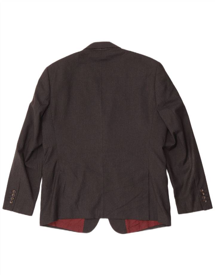 Jaqueta blazer masculina de 2 botões Marks & Spencer Reino Unido 42 poliéster cinza grande