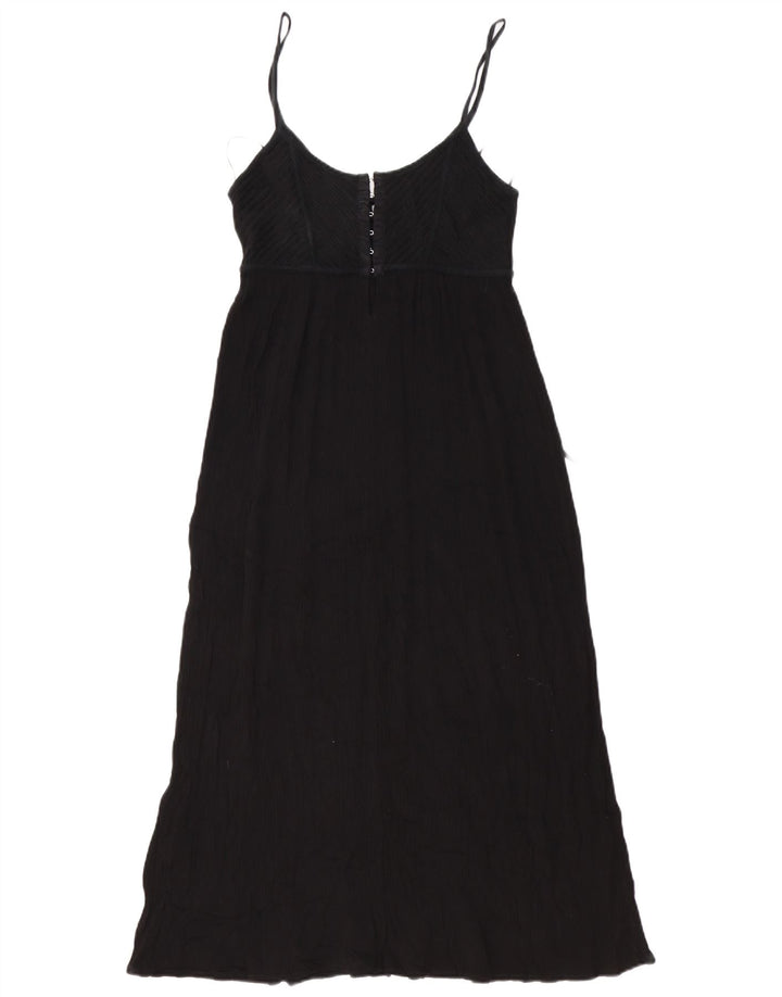 Zara Womens Maxi Sundress UK 12 Médio Algodão Preto