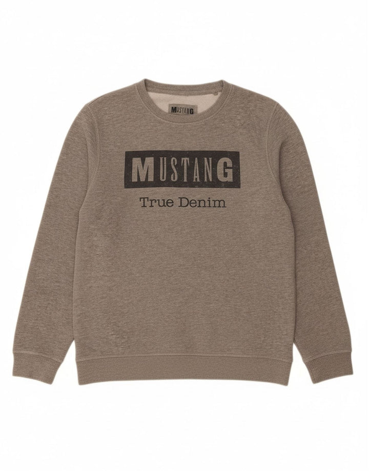 MUSTANG moletom gráfico masculino jumper algodão cinza médio